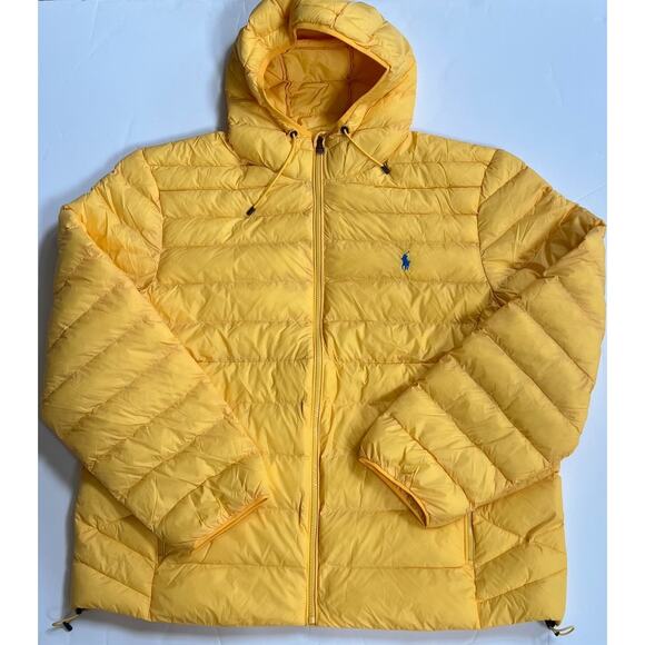 Polo Ralph Lauren Yellow Packable Puffer Jacket Water Repellent Men’s 2XL NWT - Picture 8 of 16